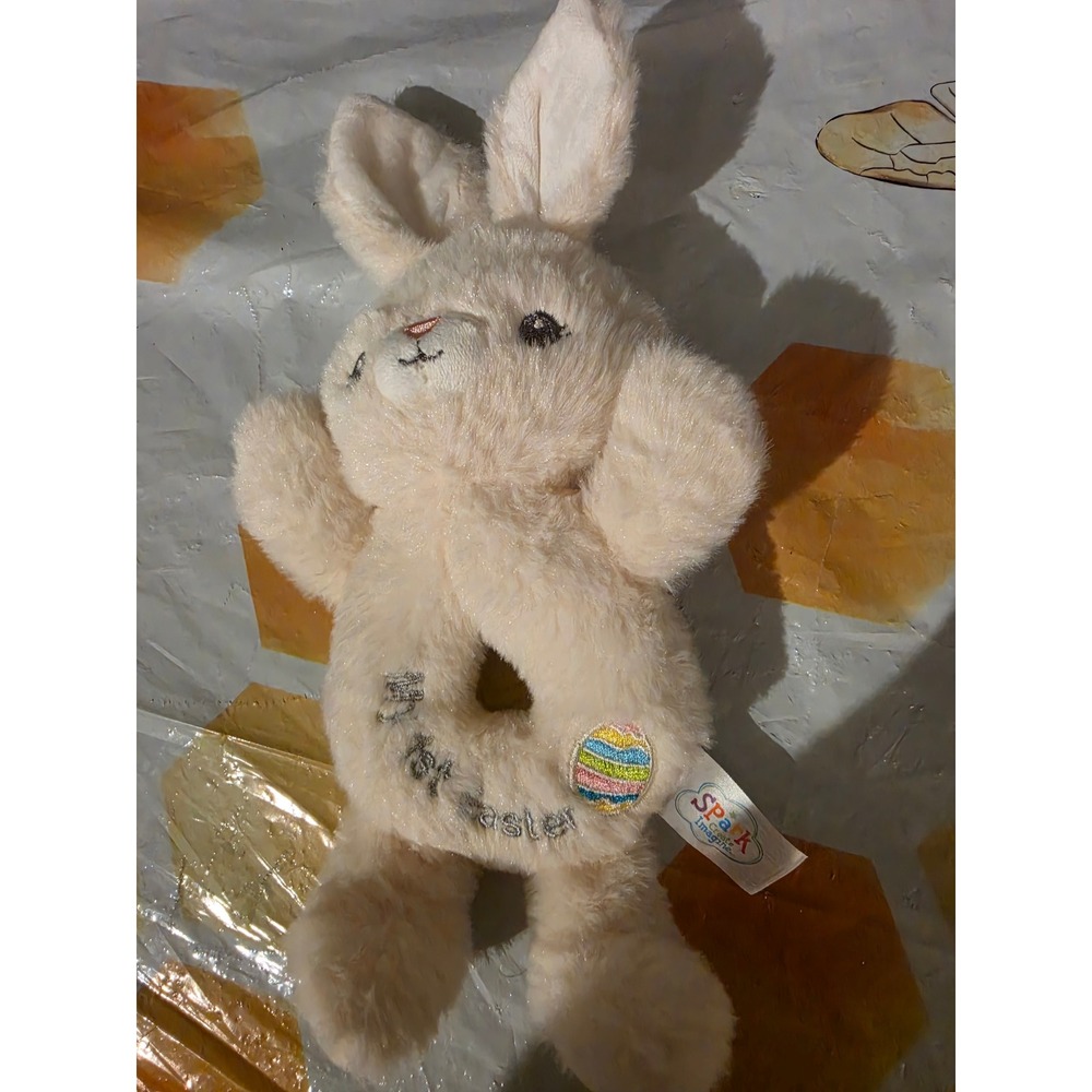 Spark Create Imagine My 1st Easter Bunny Plush Rattle Cream Tan Infant Toy
